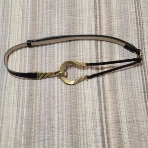 Chico's Brown/Gold Leather Adjustable Belt M/L